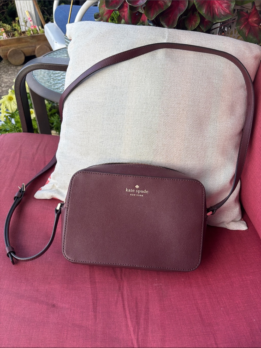 kate spade burgundy leather crossbody bag
